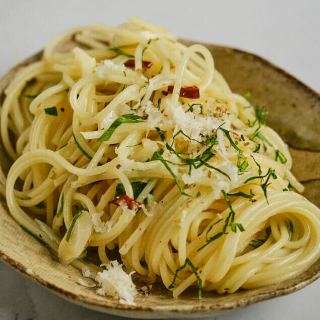 Angel hair pasta close shot