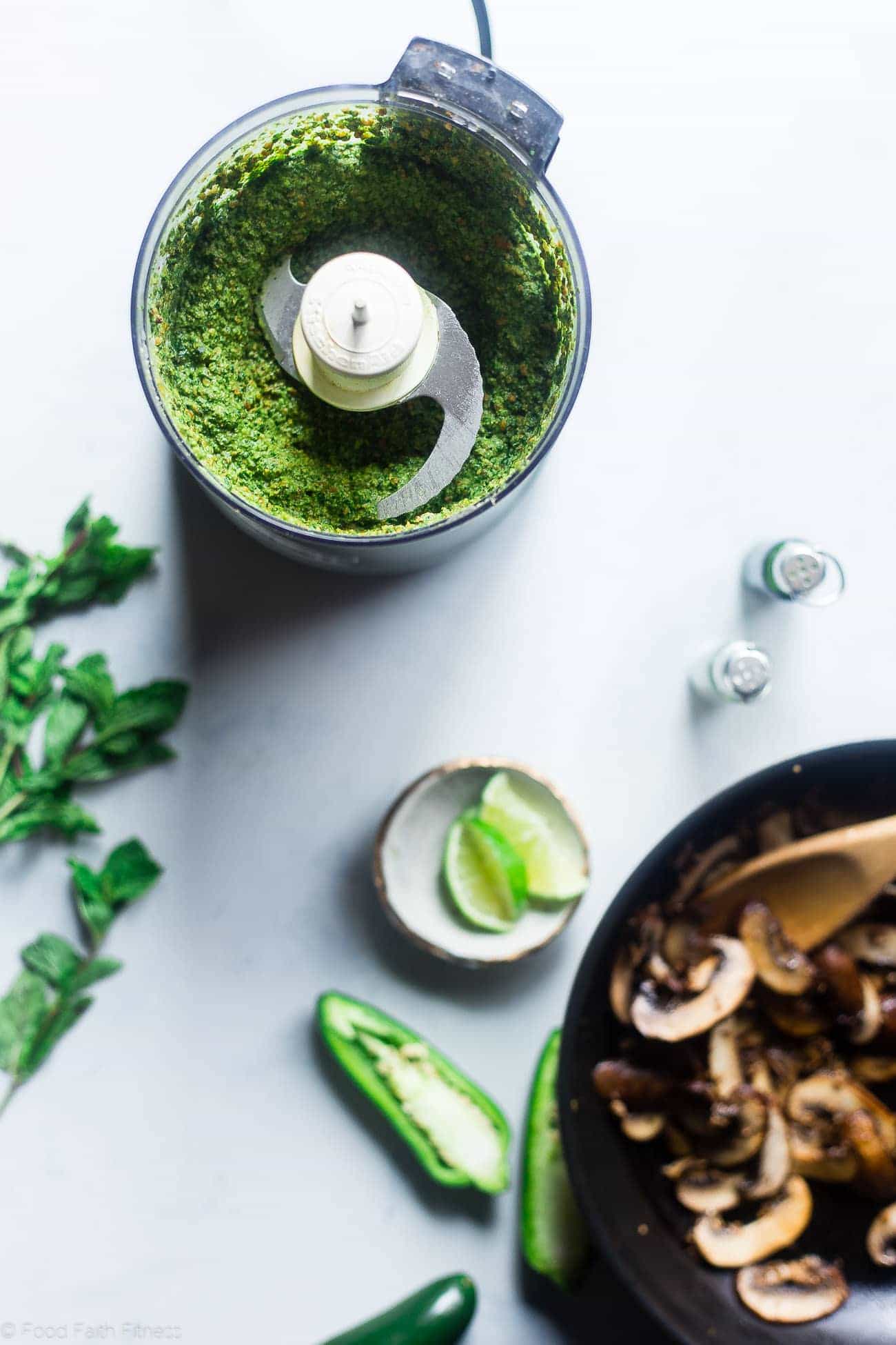 Vegan Detox Cauliflower Bowls - These low carb bowls are packed with veggies and a delicious almond pesto! They're a whole30 compliant, vegan and paleo friendly meal that is only 200 calories! | Foodfaithfitness.com | @ FoodFaithFit