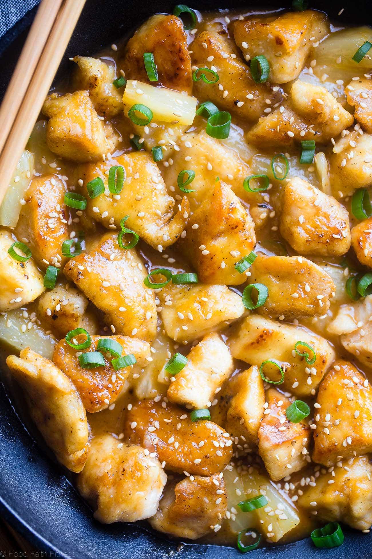  Whole30 Firecracker Pineapple Chicken - This healthy, sweet and spicy chicken is way better than takeout! A gluten free, paleo and whole30 compliant dinner that is always a crowd pleaser! | #Foodfaithfitness | #Paleo #Whole30 #Glutenfree #Healthy